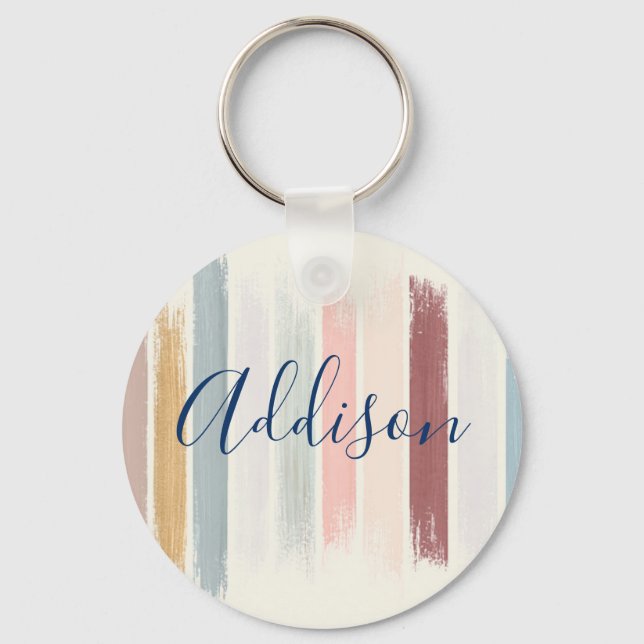 Pastel brush strokes personalised  key ring (Front)