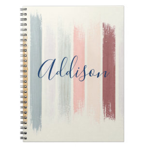 Pastel brush strokes personalised notebook