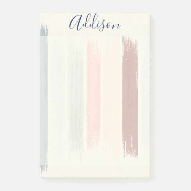Pastel brush strokes personalised  post-it notes (Front)