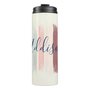 Pastel brush strokes personalised  thermal tumbler