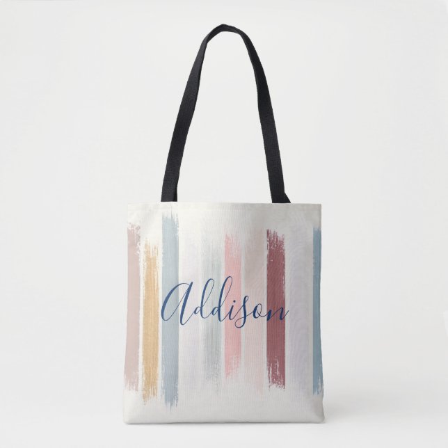 Pastel brush strokes personalised  tote bag (Front)