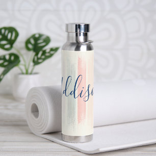 Pastel brush strokes personalised water bottle
