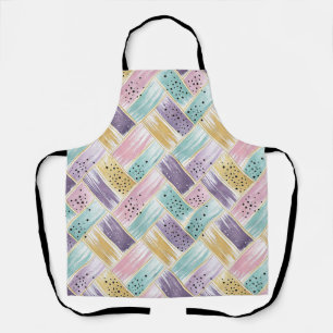 Pastel Brushstroke & Gold Crisscross Abstract Apron