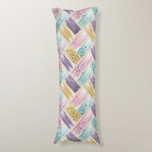 Pastel Brushstroke & Gold Crisscross Abstract Body Cushion