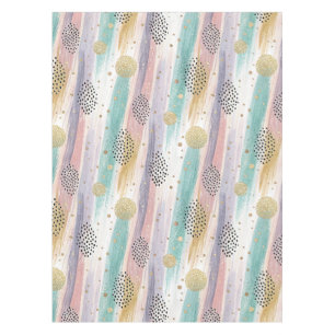 Pastel Brushstroke & Gold Geometric Abstract Tablecloth