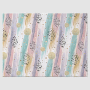 Pastel Brushstroke & Gold Geometric Abstract Tissue Paper