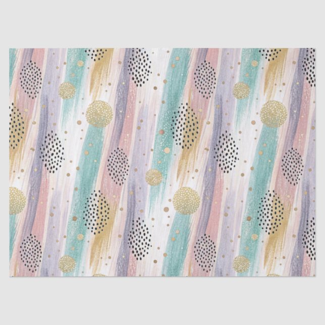 Pastel Brushstroke & Gold Geometric Abstract Tissue Paper (Front)