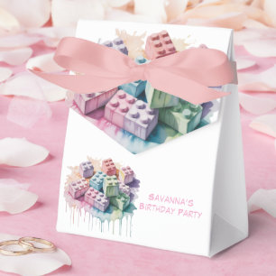 Pastel Building Block Splash Girl Birthday Party Favour Box