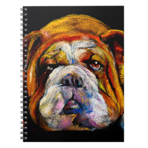 Pastel bulldog, modern artistic portrait. notebook