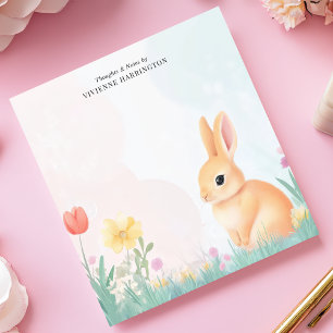 Pastel Bunny and Wildflower Personalised Notepad