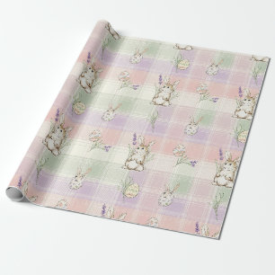Pastel Bunny Egg Gingham Spring Pattern Wrapping Paper