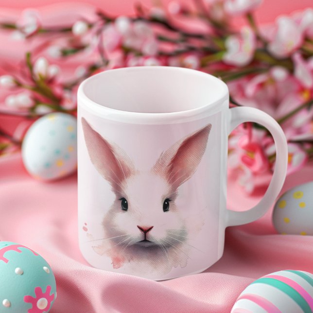 Pastel Bunny Face Mug: Cute & Cosy Pink Design Coffee Mug (Creator Uploaded)