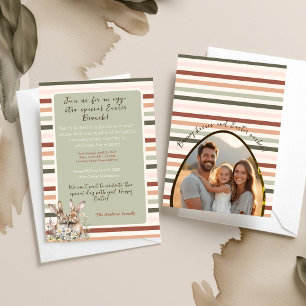 Pastel Bunny Family Easter Sage Photo Invitation