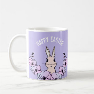 Pastel Bunny Magnolia Flower Easter Coffee Mug