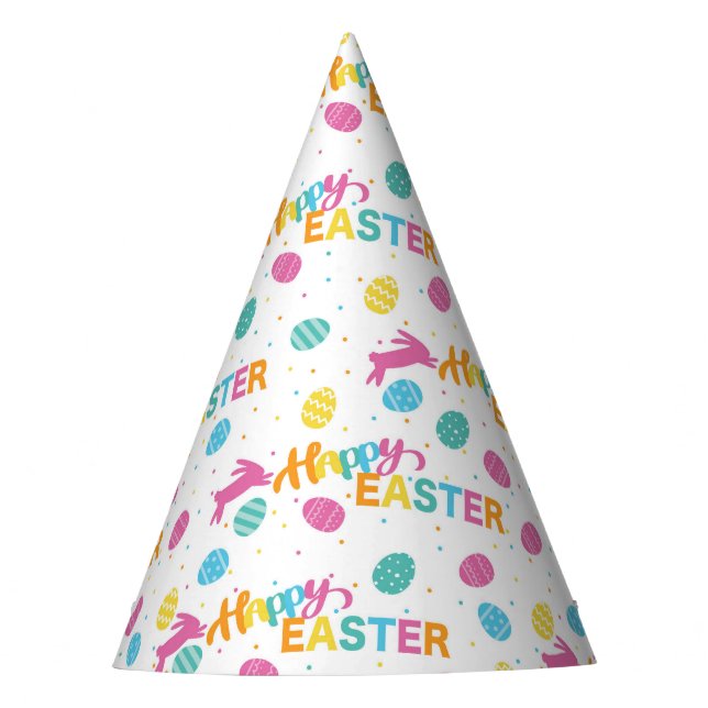 Pastel Bunny & Polka Dot Easter Party Hat (Front)