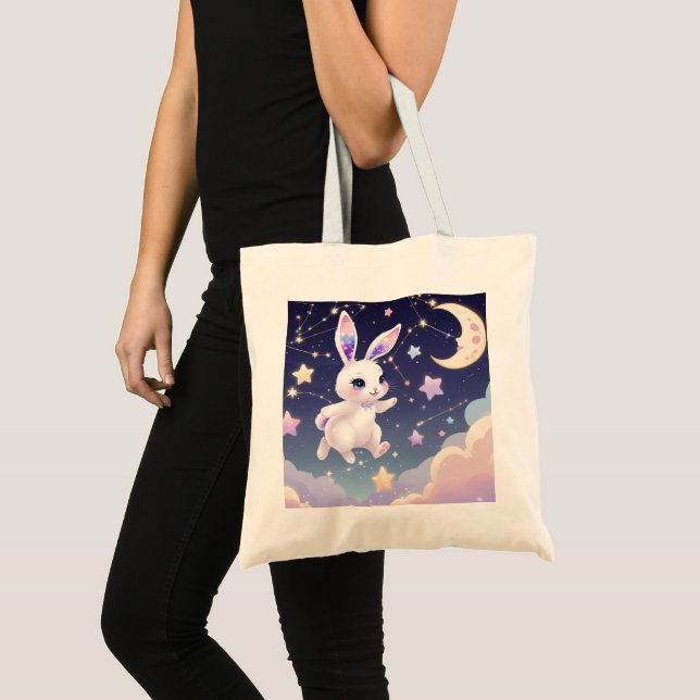 Pastel Bunny Tote Bag – Celestial Kawaii Rabbit (Front (Product))