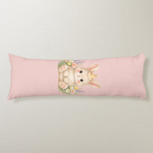 Pastel Bunny Wildflower Illustration for a Magical Body Cushion