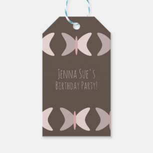 Pastel Butteflies Pink Brown Birthday Gift Tags