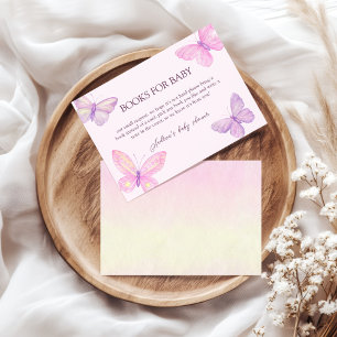 Pastel Butterflies Baby Shower Books For Baby Enclosure Card
