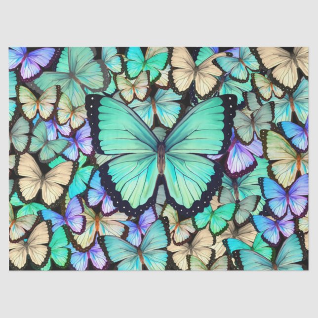 Pastel Butterflies Collage Decoupage  Tissue Paper (Front)