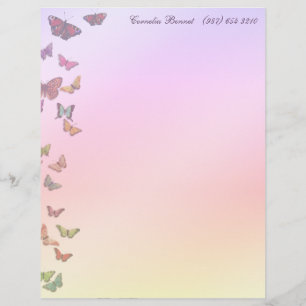 Pastel Butterflies Custom Letterhead