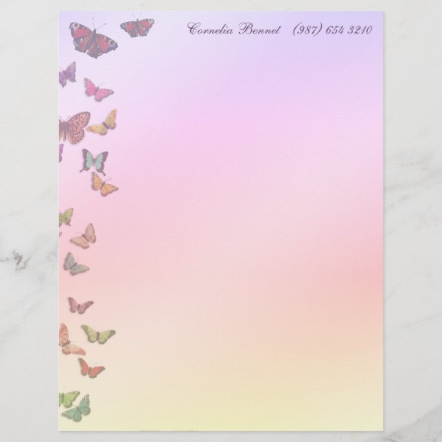 Pastel Butterflies Custom Letterhead (Front)