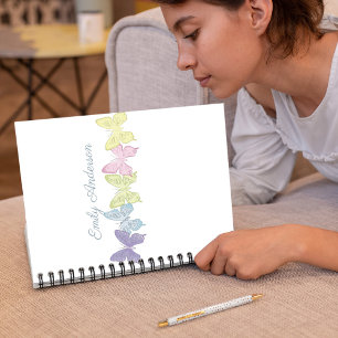 Pastel Butterflies Cute Personalised  Notebook