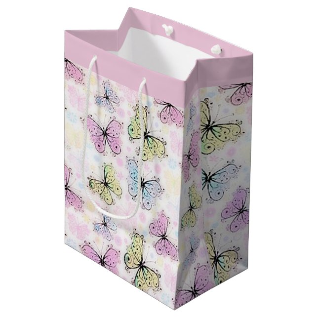 pastel butterflies medium gift bag (Front Angled)