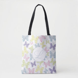 Pastel Butterflies Pattern All-Over-Print Tote Bag