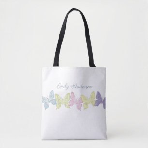 Pastel Butterflies Pattern All-Over-Print Tote Bag