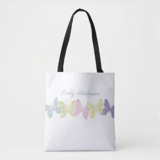 Pastel Butterflies Pattern All-Over-Print Tote Bag