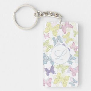 Pastel Butterflies photo keychain
