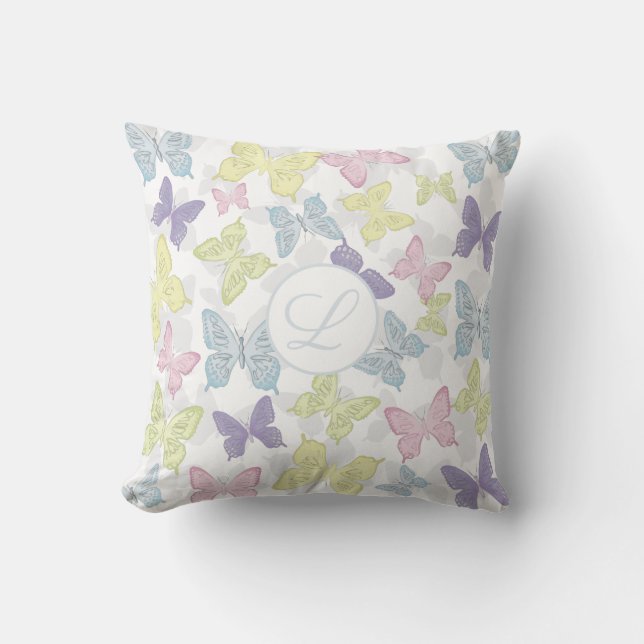 Pastel Butterflies, Throw Pillow 16" x 16" (Front)