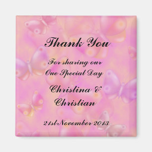 Pastel Butterflies Wedding Bomboniere Thank You Magnet