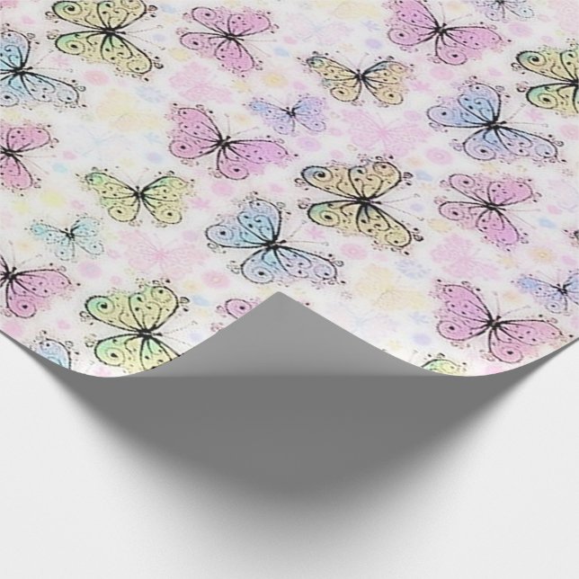 pastel butterflies wrapping paper (Corner)