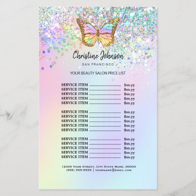 pastel butterfly beauty salon flyer (Front)