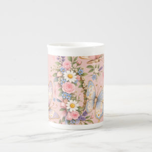 Pastel Butterfly Birthday Garden Bone China Mug