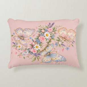 Pastel Butterfly Birthday Garden Decorative Cushion