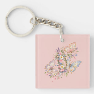 Pastel Butterfly Birthday Garden Key Ring