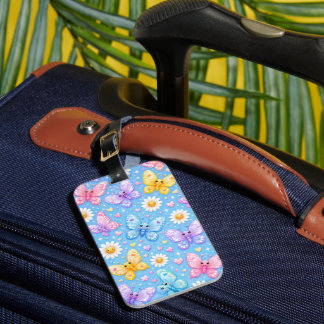 Pastel Butterfly Daisy Luggage Tag