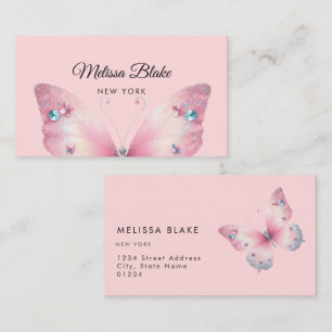 pastel butterfly design business card