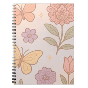 Pastel Butterfly Flower Notebook