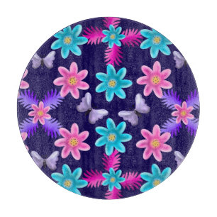 Pastel Butterfly Garden Pattern Cottagecore Cutting Board