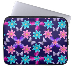 Pastel Butterfly Garden Pattern Cottagecore Laptop Sleeve