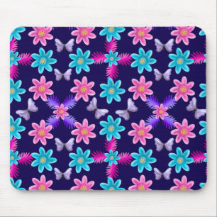 Pastel Butterfly Garden Pattern Cottagecore Mouse Pad