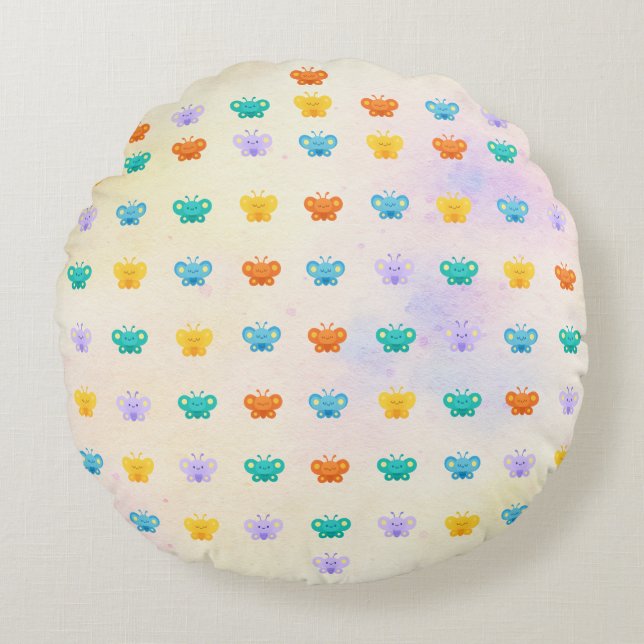 Pastel Butterfly Round Cushion (Front)