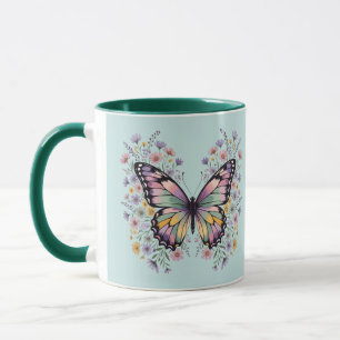 Pastel Butterfly Wildflower Cottagecore Aesthetic Mug