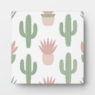 Pastel Cactus Succulent Pattern Plaque