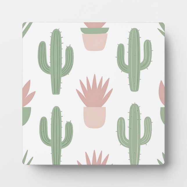 Pastel Cactus Succulent Pattern Plaque (Front)
