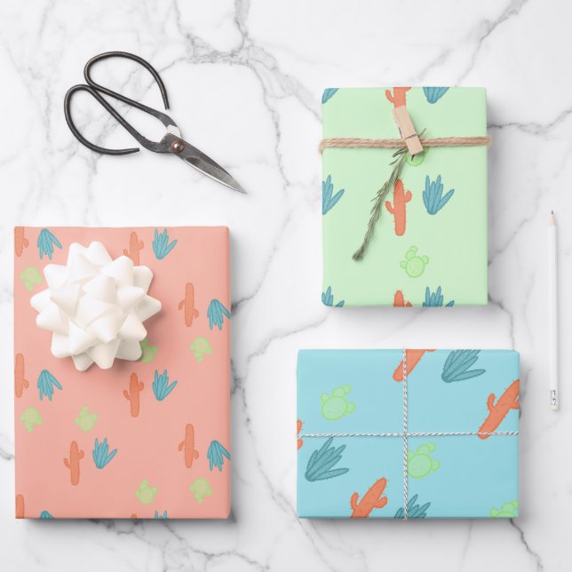 Pastel Cactus wrapping paper (Front)
